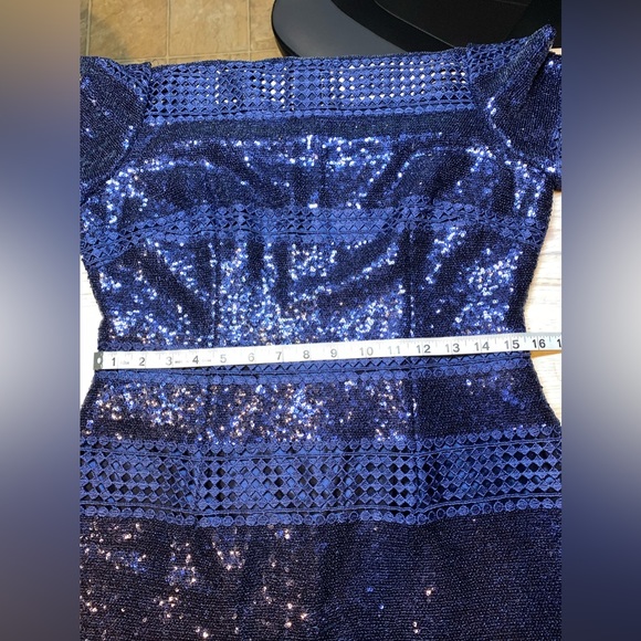 NWOT Alex Marie Navy Sequin Sheath Dress - Picture 15 of 17